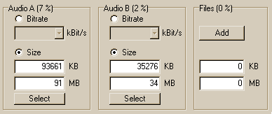 Fensterabschnitte: Audio A, Audio B, Files